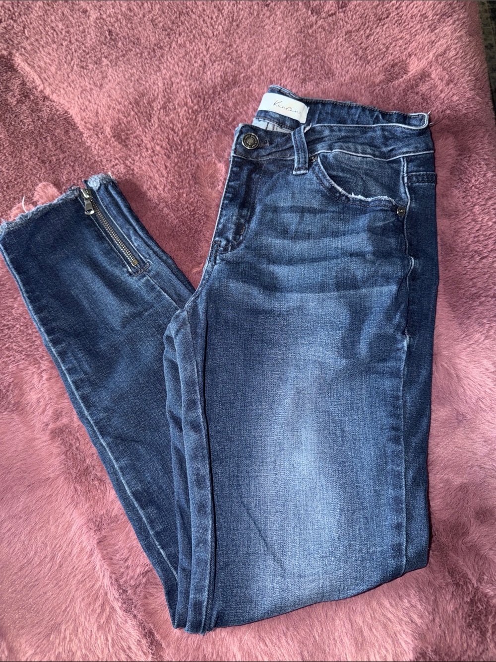 Kancan Sz 5/26 Dark Blue Skinny Jeans with Ankle Zips